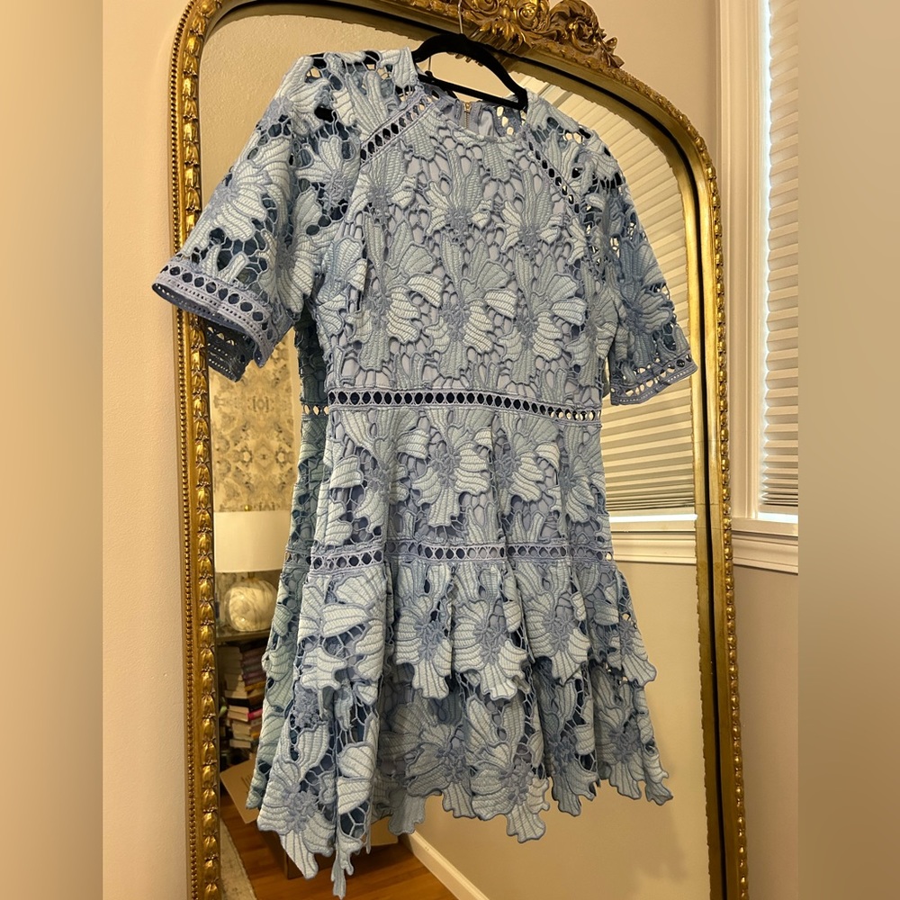 Blue floral dress with sleeves